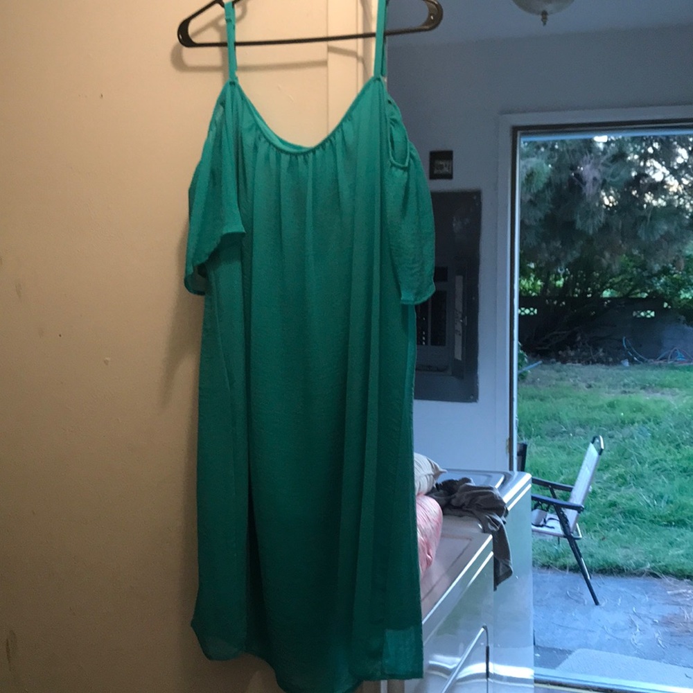 Teal Spaghetti strap off the shoulder